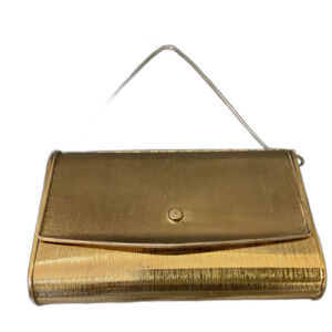 MAGID ? Vintage 1960's Gold tone envelope Clutch strap Purse Glam cocktail party